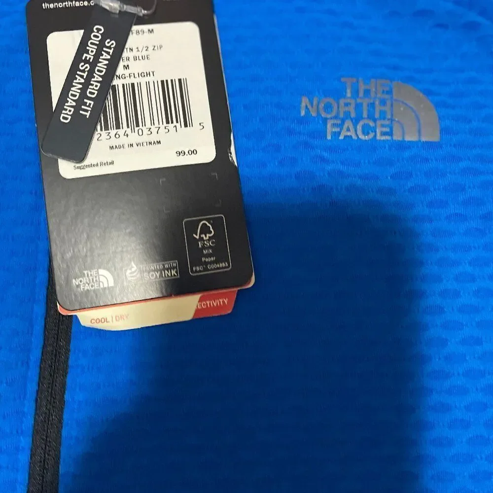 North Face Flight Series 1/2 Zip Blue Pullover Reflective Shirt Men's Sz M NWT